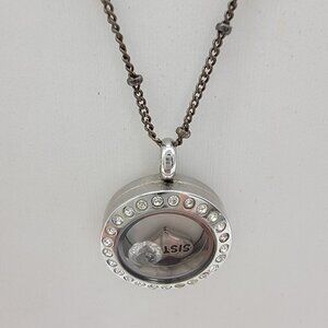 Origami Owl Locket Necklace Silver‎ Sister Theme 18 In Chain